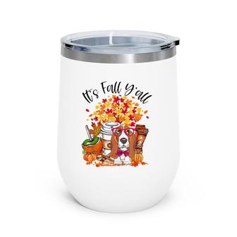 It's Fall Y'all Basset Hound Pumpkin Fall Autumn Wine Tumbler | Mazezy