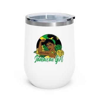 Jamaica Girl Jamaican Mujer Jamaican Flag Wine Tumbler | Mazezy