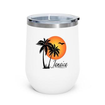 Jamaica Souvenirgift Palm Tree Sun Vacation Wine Tumbler | Mazezy