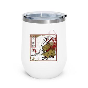 Japanese Samurai Bushido Rabbit Warrior Vintage Old Stamp Wine Tumbler | Mazezy