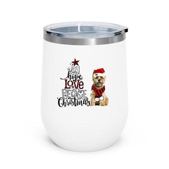 Joy Hope Love Peace Christmas Cairn Terrier Wine Tumbler | Mazezy