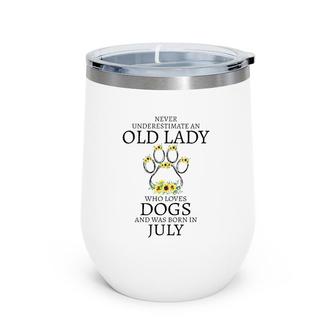 July Birthday Dog Owner Gift Who Loves Dogs And Was Born In July Sunflowers Dog Paw Wine Tumbler | Mazezy