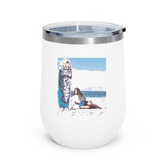 June Jambalaya Surfboard Beach Gift Wine Tumbler | Mazezy