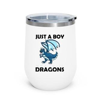 Just A Boy Who Loves Dragons Wine Tumbler | Mazezy