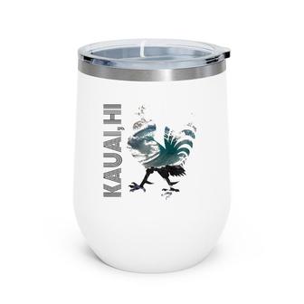 Kauai Chicken Rooster Hawaii Surf Wave Design Premium Wine Tumbler | Mazezy