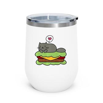 Keto Kitty On Bunless Cheeseburger Tee Wine Tumbler | Mazezy