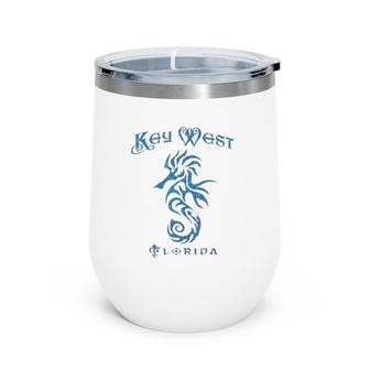 Key West Fl Seahorse Distressed Florida Gift Wine Tumbler | Mazezy