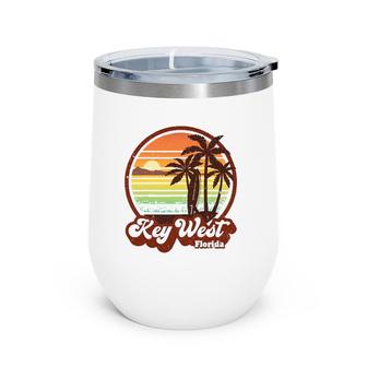 Key West Souvenirs Florida Vintage Surf Surfing Retro 70S Wine Tumbler | Mazezy DE
