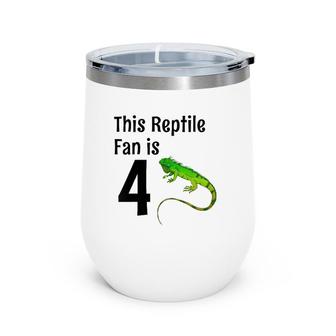 Kids 4 Years Old Lizard Reptile Birthday Party 4Th Birthday Wine Tumbler | Mazezy CA