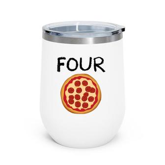 Kids 4 Years Old Pizza Birthday Party 4Th Birthday Wine Tumbler | Mazezy