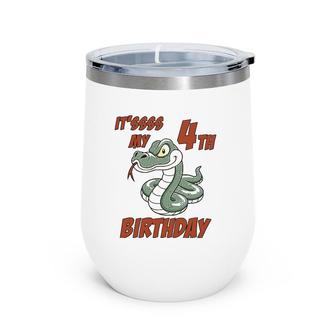 Kids 4Th Birthday Snake For 4 Years Old Boys Girls Wine Tumbler | Mazezy