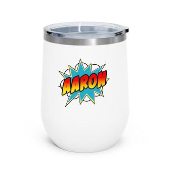 Kids Boys Aaron Comic Book Superhero Name Wine Tumbler | Mazezy