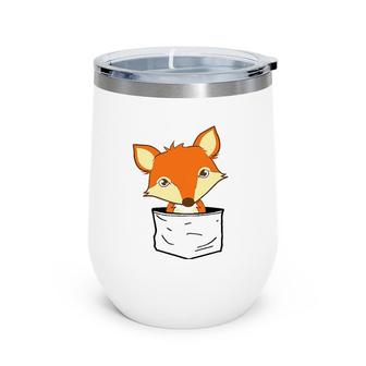 Kids Cute Fox In Chest Pocket Boys Girls Wine Tumbler | Mazezy