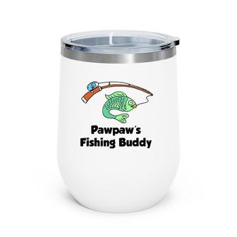 Kids Pawpaw's Fishing Buddy Grandson Or Granddaughter Fish Wine Tumbler | Mazezy