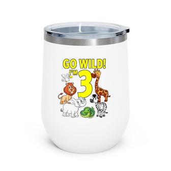 Kids Zoo Themed Birthday For 3 Years Old Wine Tumbler | Mazezy