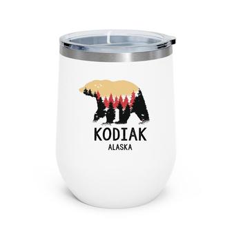 Kodiak Alaska Vintage Grizzly Bear Nature Souvenir Gift Wine Tumbler | Mazezy
