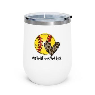 Leopard My Heart Is On That Field Softball Game Day Vibes Wine Tumbler | Mazezy