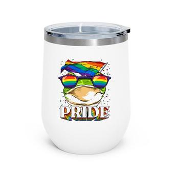 Lgbt Frog Gay Pride Lgbtq Rainbow Flag Sunglasses Wine Tumbler | Mazezy