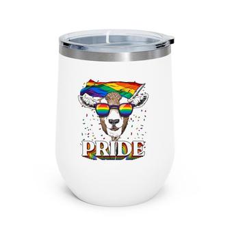 Lgbt Goat Gay Pride Lgbtq Rainbow Flag Sunglasses Wine Tumbler | Mazezy CA