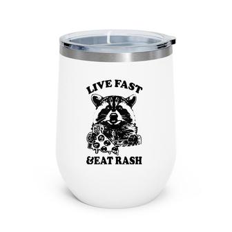 Live Fast Eat Trash Funny Raccoon Camping Vintage Wine Tumbler | Mazezy