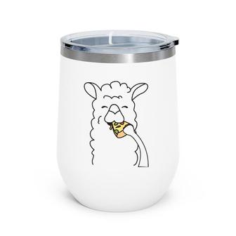 Llama Eating Pizza Funny Alpaca Pizza Food Lover Foodie Gift Wine Tumbler | Mazezy