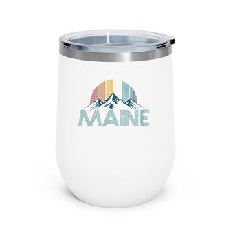 Maine Vintage Retro Mountains Souvenir Gift Wine Tumbler | Mazezy AU