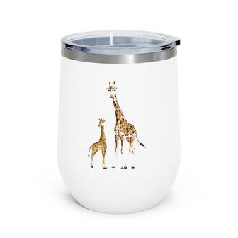 Mama And Baby Giraffe Wildlife Wine Tumbler | Mazezy