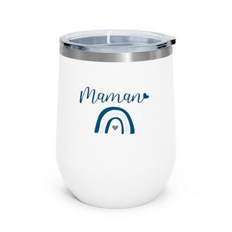 Mamaw Grandma Boho Rainbow Heart Family Wine Tumbler | Mazezy