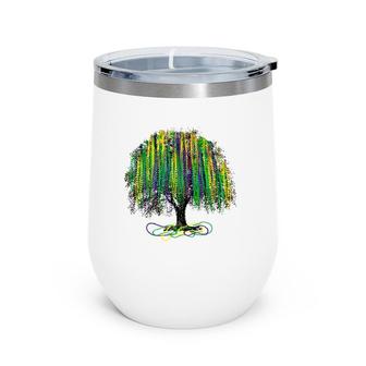 Mardi Gras Tree Beads New Orleans 2022 Watercolor Vintage Wine Tumbler | Mazezy