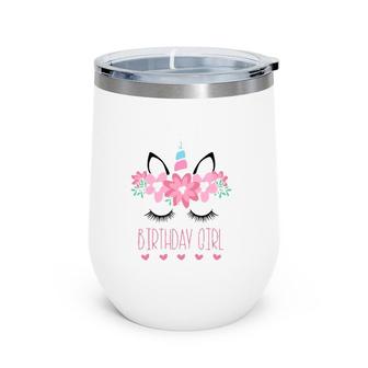 Matching Unicorn Birthday Girl Cute Rainbow Party Wine Tumbler | Mazezy