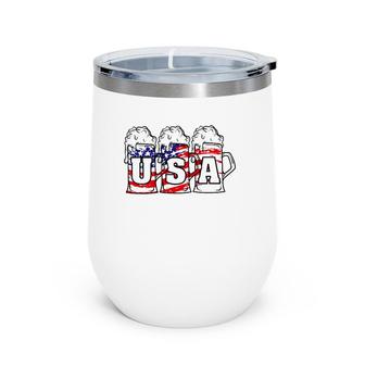 Mens 4Th Of July Usa Beer American Flag Women Merica Wine Tumbler | Mazezy