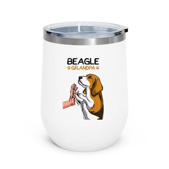 Mens Beagle Grandpa Dog Dad Wine Tumbler | Mazezy
