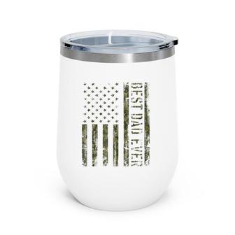 Mens Best Dad Ever American Flag Camofor Fathers Day Wine Tumbler | Mazezy