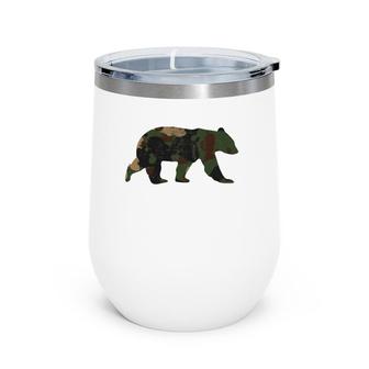 Mens Camouflage Daddy Bear Lover Gift Wine Tumbler | Mazezy