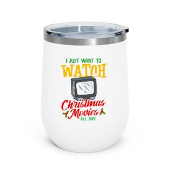Mens Christmas Movie Lover Fan Watch Tv At Xmas Wine Tumbler | Mazezy UK