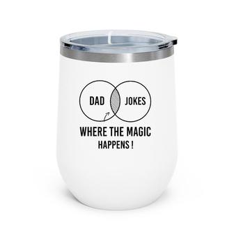 Mens Dad Jokes Where The Magic Happens ,Funny Father's Day Wine Tumbler | Mazezy UK