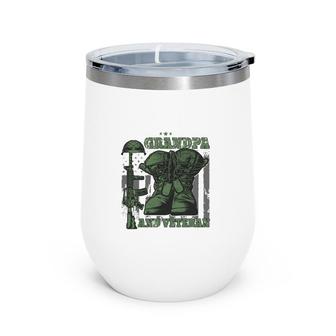 Mens I'm A Dad Grandpa And Veteran Nothing Scares Me Wine Tumbler | Mazezy