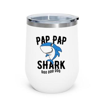 Mens Pap Pap Shark Father Grandpa Halloween Christmas Wine Tumbler | Mazezy