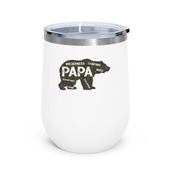 Men's Papa Camping Bear Top Camper Grandpa Gifts For Men Wine Tumbler | Mazezy