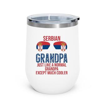 Mens Serbian Grandpa Serbia Flag Sunglasses Father's Day Wine Tumbler | Mazezy