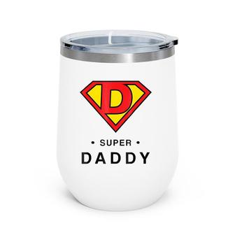 Mens Super Daddy Gift Father's Day Present Super Hero Wine Tumbler | Mazezy