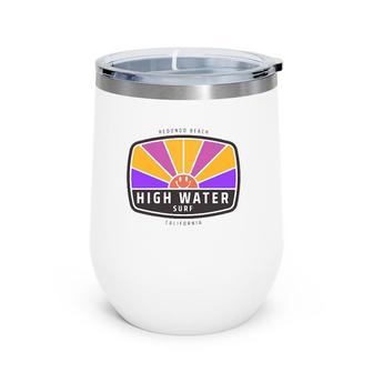 Mens Surfing California - Sunny - Mens Surfer - High Water Surf Wine Tumbler | Mazezy CA
