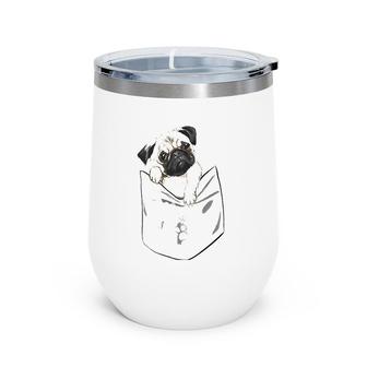 Men's Women's Kids Funny Cool Pocket Pug Pets Graphic Design Wine Tumbler | Mazezy