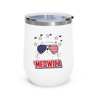 Meowica Usa Funny Patriotic Cat 4Th Of July Wine Tumbler | Mazezy