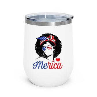 Merica Black Women's4th Of July Us Flag Gifts Wine Tumbler | Mazezy