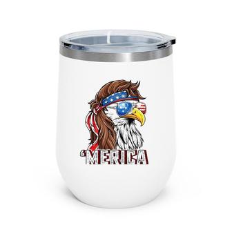 Merica Usa American Flag Patriotic 4Th Of July Bald Eagle Wine Tumbler | Mazezy