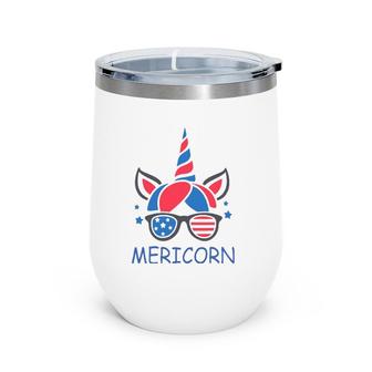 Mericorn 4Th Of July Unicorn Usa American Flag Teen Girls Wine Tumbler | Mazezy DE