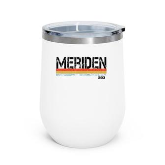 Meridan Conn Area Code 203 Vintage Stripes Gift & Sovenir Wine Tumbler | Mazezy