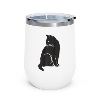 Minimalist Cute Black Cat Owner Feline Art Kitten Lover Premium Wine Tumbler | Mazezy