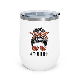 Mom Life Basketball Mom Mother's Day 2021 Messy Bun Funny Wine Tumbler | Mazezy